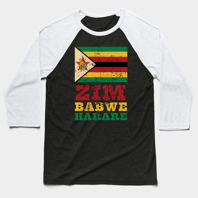 Flag of Zimbabwe Baseball T-Shirt by KewaleeTee